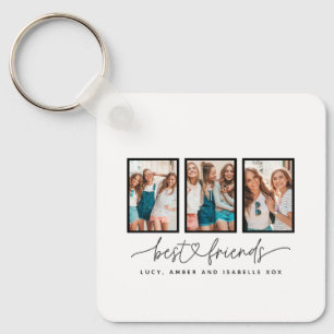 スクリプトハートモダンの数々の写真の最高の友人 キーホルダー