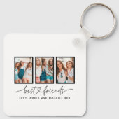 スクリプトハートモダンの数々の写真の最高の友人 キーホルダー (裏面)
