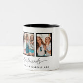 スクリプトハートモダンの数々の写真の最高の友人 ツートーンマグカップ (正面右)
