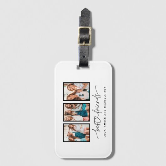 スクリプトハートモダンの数々の写真の最高の友人 ラゲッジタグ (正面縦)