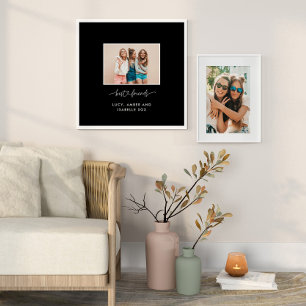 スクリプトハートモダン可愛い最高の写真友達 ポスター