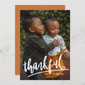 スクリプトハート感謝独身の写真感謝祭 シーズンカード (正面/裏面)