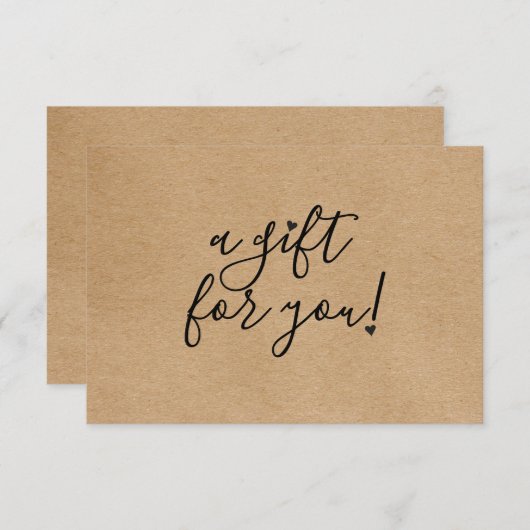 スクリプトハート素朴Kraftギフト証明書 (正面/裏面)