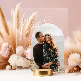 スクリプトハート結婚写真のテーブル番号1 アクリルサイン