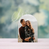 スクリプトハート結婚写真のテーブル番号6 アクリルサイン (ニュートラル)