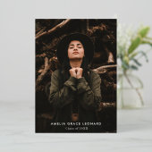 スクリプトバラゴールドフォイル写真卒業 箔招待状 (立ち正面)