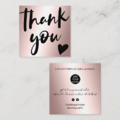 スクリプトバラ金ゴールドの金属的な感謝してい順序を入力 スクエア名刺 (正面/裏面)