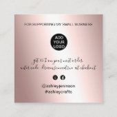 スクリプトバラ金ゴールドの金属的な感謝してい順序を入力 スクエア名刺 (裏面)