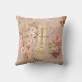 スクリプトパリエッフェルタワーヴィンテージ秋のフローラ クッション (裏面)