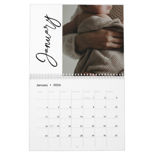 スクリプトパーソナライズされたを使用した写真カレンダー カレンダー (1月 2026)