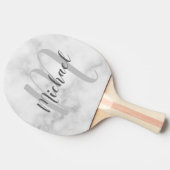 スクリプトパーソナライズされたモノグラムと名前Marble Look 卓球ラケット (横)