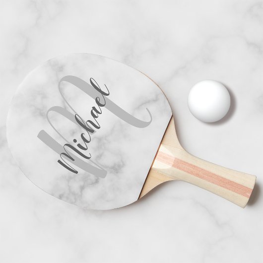 スクリプトパーソナライズされたモノグラムと名前Marble Look 卓球ラケット