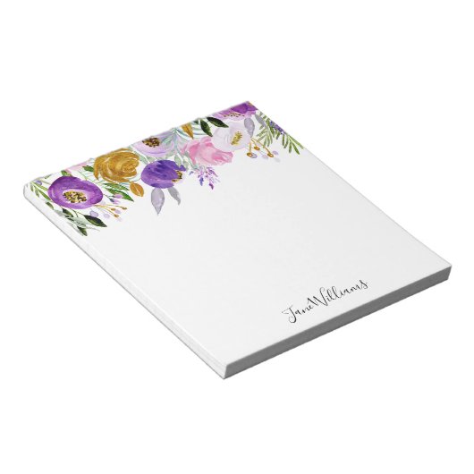 スクリプトパーソナライズされた名前をカスタムするお洒落フローラ ノートパッド (アングル)