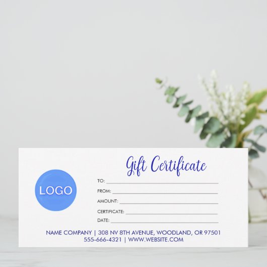 スクリプトビジネスエレガントギフト証明書付きロゴ (スタンド正面)