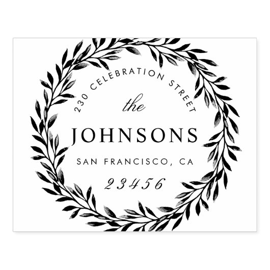 スクリプトファミリー名差出人住所植物学リース ラバースタンプ (インプリント)