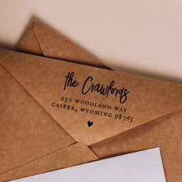 スクリプトファミリ名お洒落ハート差出人住所 セルフインキングスタンプ