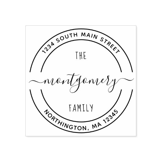 スクリプトファミリ名10ラウンドカスタム差出人住所 ラバースタンプ (インプリント)