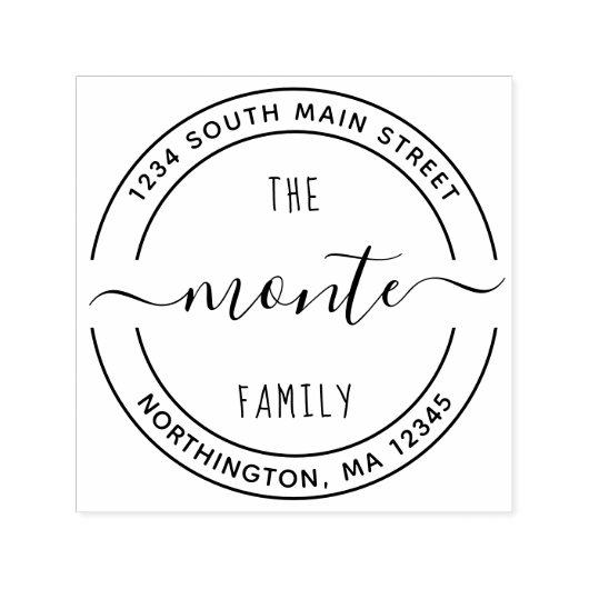 スクリプトファミリ名5ラウンドカスタム差出人住所 セルフインキングスタンプ (デザイン)