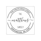 スクリプトファミリ名8ラウンドカスタム差出人住所 ラバースタンプ (インプリント)