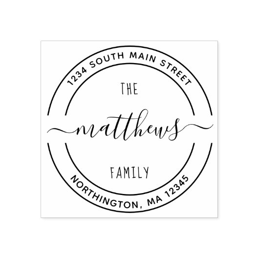 スクリプトファミリ名8ラウンドカスタム差出人住所 ラバースタンプ (インプリント)