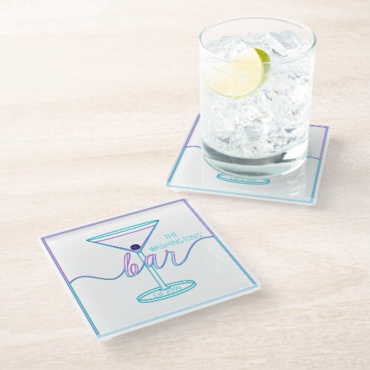 スクリプトファンシーおもしろいカラーおもしろいバー ガラスコースター (アングル)