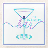 スクリプトファンシーおもしろいカラーおもしろいバー ガラスコースター (正面)