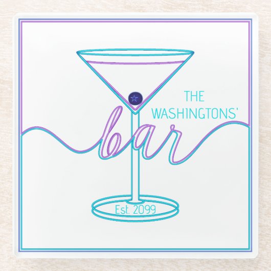 スクリプトファンシーおもしろいカラーおもしろいバー ガラスコースター (正面)