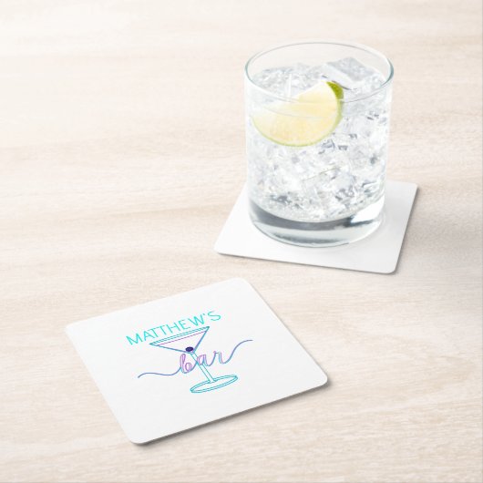 スクリプトファンシーおもしろいカラーおもしろいバー スクエアペーパーコースター (インサイチュ)