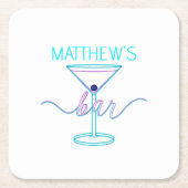 スクリプトファンシーおもしろいカラーおもしろいバー スクエアペーパーコースター (正面)