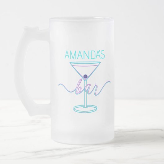 スクリプトファンシーおもしろいカラーおもしろいバー フロストグラスビールジョッキ (左)