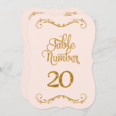 スクリプトファンシーグリッターテーブル番号20結婚式 招待状 (正面/裏面)
