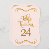 スクリプトファンシーグリッターテーブル番号24結婚式 招待状 (正面/裏面)