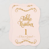 スクリプトファンシーグリッター赤面ピンクウェディング 招待状 (正面/裏面)