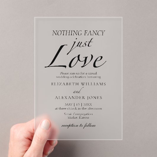 スクリプトファンシーミニマリストを愛しているもの結婚はない アクリル招待状 (インサイチュ (ポータブル))