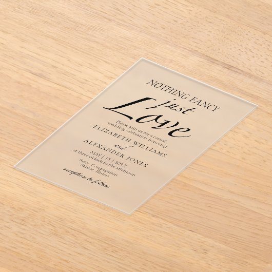 スクリプトファンシーミニマリストを愛しているもの結婚はない アクリル招待状 (レイダウン)