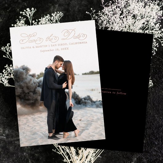 スクリプトファンシー日付の保存 箔招待状