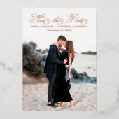 スクリプトファンシー日付の保存 箔招待状 (正面)