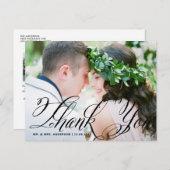 スクリプトファンシー |写真結婚の感謝はがき ポストカード (正面/裏面)