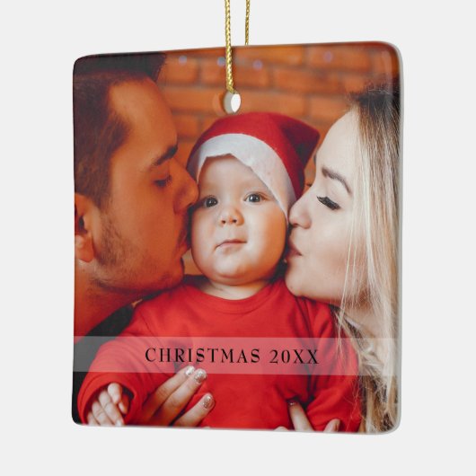 スクリプトフォトベビーの初めてのクリスマス雪片 セラミックオーナメント (左)