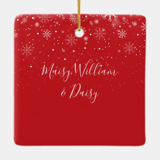 スクリプトフォトベビーの初めてのクリスマス雪片 セラミックオーナメント (裏面)