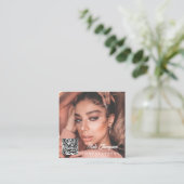 スクリプトフォトQRコードソーシャルメディア写真 スクエア名刺 (スタンド正面)