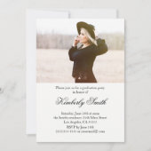 スクリプトフォントの卒業案内 招待状 (正面)