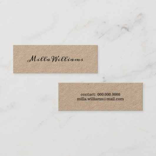 スクリプトフォントスタイルミニマル素朴エレガント性 スキニー名刺 (正面/裏面)