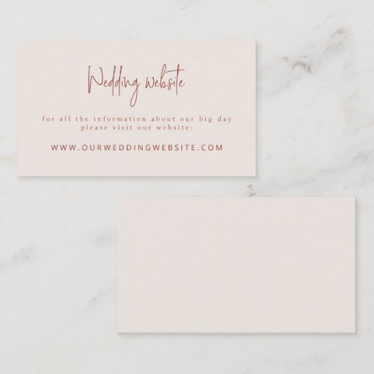 スクリプトフォントテラコッタ&クリー結婚ムのウェブサイト エンクロージャーカード (正面/裏面)