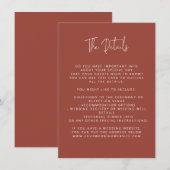 スクリプトフォントモダンの結婚Terracottaカラーブロック エンクロージャーカード (正面/裏面)