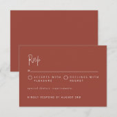 スクリプトフォントモダンの結婚Terracottaカラーブロック 出欠カード (正面/裏面)