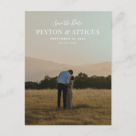 スクリプトフォント縦写真ポストカードの保存 案内ポストカード