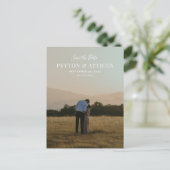 スクリプトフォント縦写真ポストカードの保存 案内ポストカード (スタンド正面)