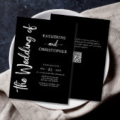 スクリプトフォーマル白黒エレガントな結婚式 招待状