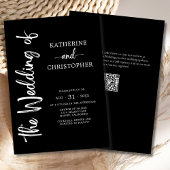 スクリプトフォーマル白黒エレガントな結婚式 招待状